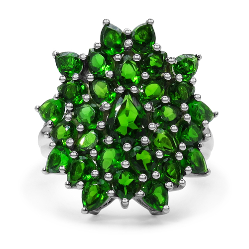 4.80 Carat Genuine Chrome Diopside .925 Sterling Silver Ring