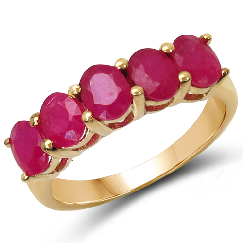 Ruby-14K Yellow Gold Plated 2.50 Carat Genuine Ruby .925 Sterling Silver Ring