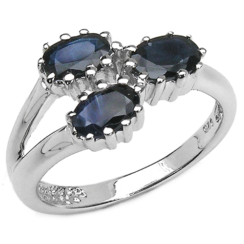 Sapphire-1.90 Carat Genuine Blue Sapphire Sterling Silver Ring