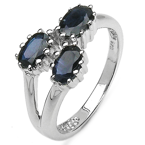 1.90 Carat Genuine Blue Sapphire Sterling Silver Ring