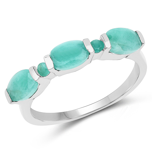 Emerald-1.38 Carat Genuine Emerald .925 Sterling Silver Ring