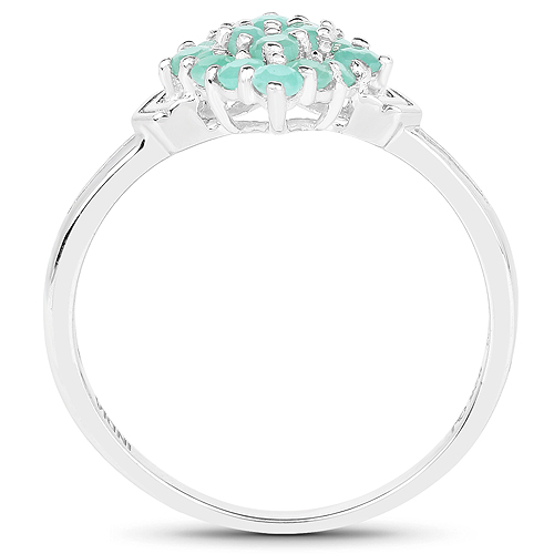 0.80 Carat Genuine Emerald .925 Sterling Silver Ring