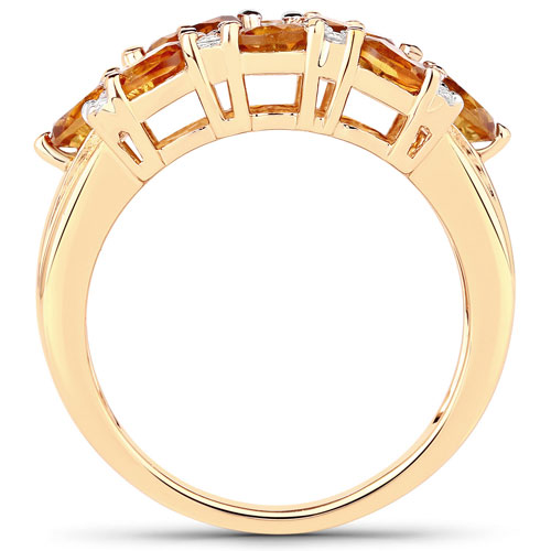 14K Yellow Gold Plated 2.48 Carat Genuine Citrine & White Topaz .925 Sterling Silver Ring