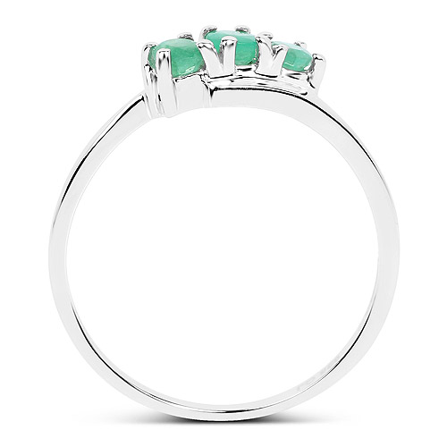 0.30 Carat Genuine Emerald .925 Sterling Silver Ring