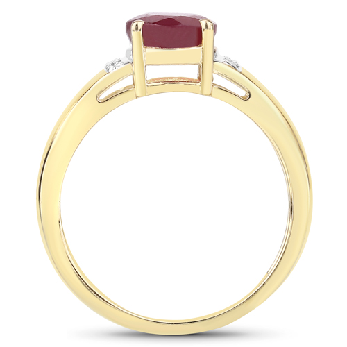 1.68 Carat Glass Filled Ruby and White Topaz .925 Sterling Silver Ring