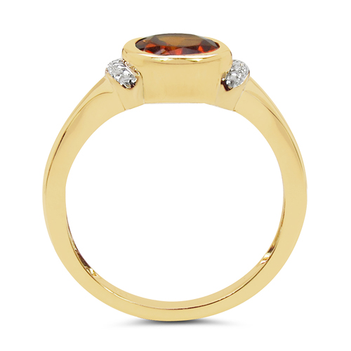 14K Yellow Gold Plated 1.27 Carat Genuine Citrine & White Topaz .925 Sterling Silver Ring
