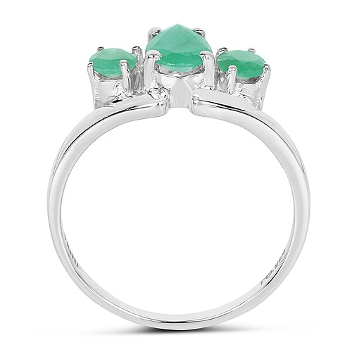 0.96 Carat Genuine Emerald .925 Sterling Silver Ring
