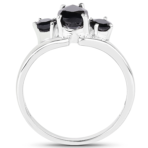 1.23 Carat Genuine Black Sapphire .925 Sterling Silver Ring