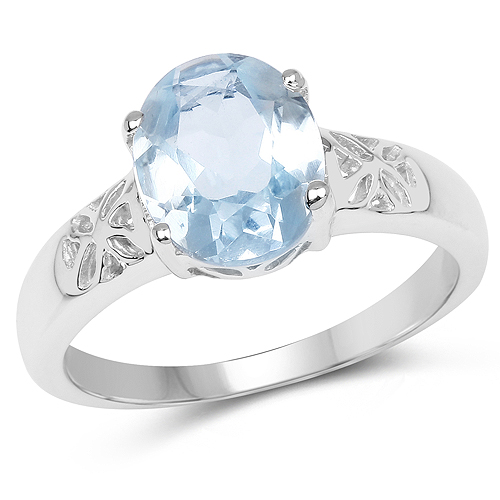 Rings-2.55 Carat Genuine Blue Topaz .925 Sterling Silver Ring