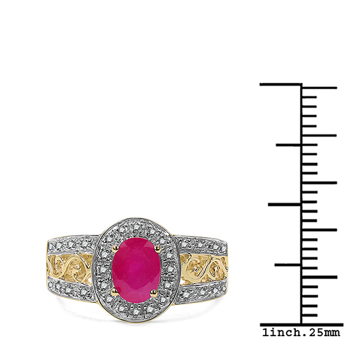 1.18 Carat Ruby & White Diamond 10K Yellow Gold Ring