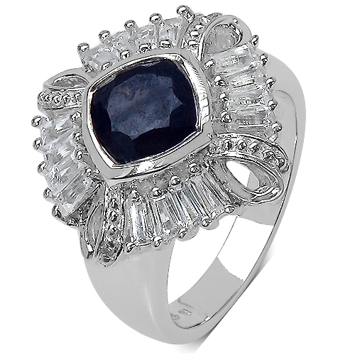 2.69 Carat Genuine Multi-Gems and 0.01 ct.t.w Genuine Diamond Accents Sterling Silver Ring