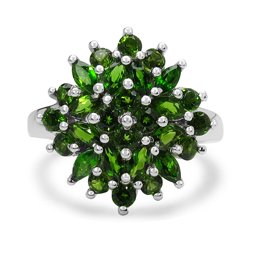 2.08 Carat Genuine Chrome Diopside .925 Sterling Silver Ring
