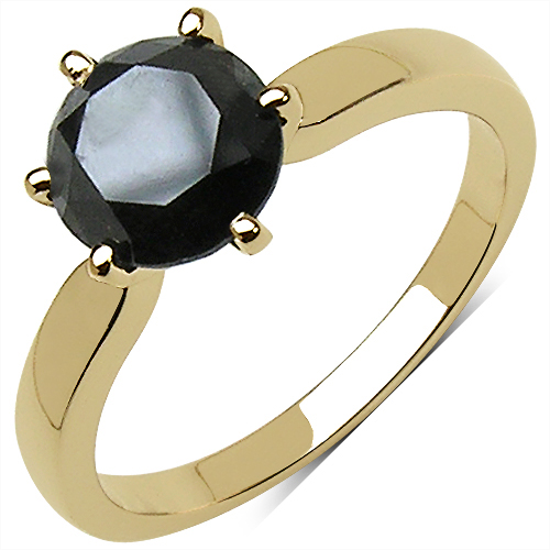 Diamond-2.29 Carat Genuine Black Diamond 10K Yellow Gold Ring