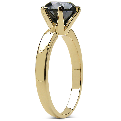 2.29 Carat Genuine Black Diamond 10K Yellow Gold Ring