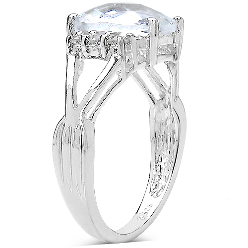 2.54 Carat Genuine Crystal Quartz & White Topaz .925 Sterling Silver Ring