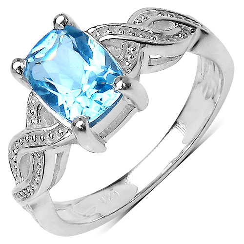 Rings-1.51 Carat Genuine Blue Topaz .925 Sterling Silver Ring