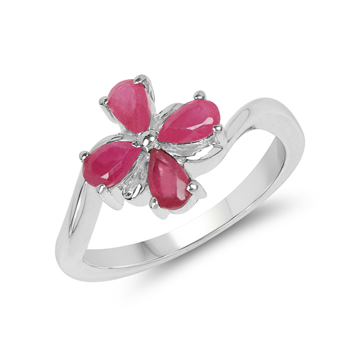 Ruby-1.00 Carat Genuine Glass Filled Ruby .925 Sterling Silver Ring