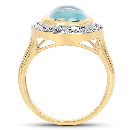 14K Yellow Gold Plated 6.70 Carat Genuine Blue Topaz .925 Sterling Silver Ring