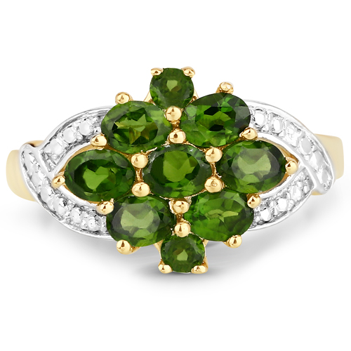 1.26 Carat Genuine Chrome Diopside .925 Sterling Silver Ring