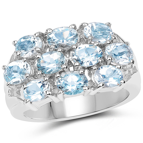 Rings-3.60 Carat Genuine Blue Topaz .925 Sterling Silver Ring