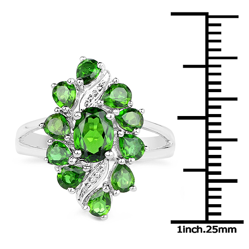 2.40 Carat Genuine Chrome Diopside .925 Sterling Silver Ring