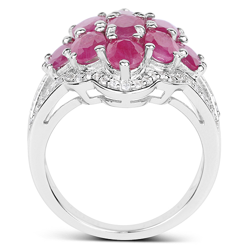 4.72 Carat Genuine Ruby and White Zircon .925 Sterling Silver Ring