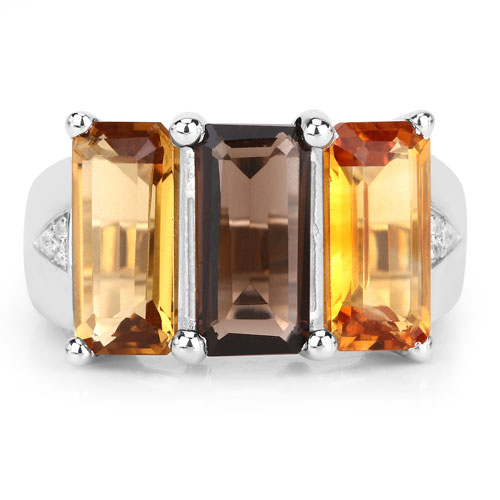 8.17 Carat Genuine Multi Stones .925 Sterling Silver Ring