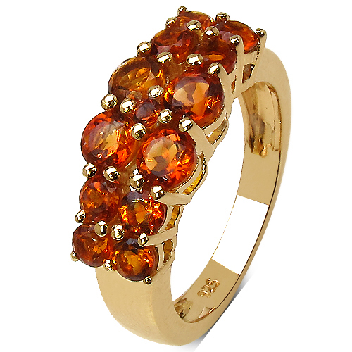 14K Yellow Gold Plated 1.85 Carat Genuine Citrine .925 Sterling Silver Ring