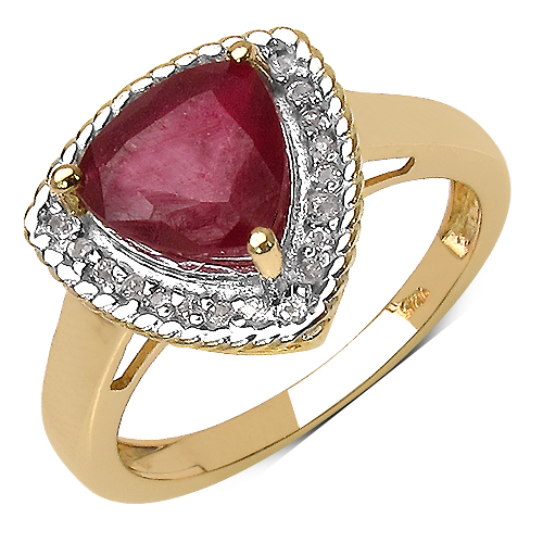 14K Yellow Gold Plated 4.03 Carat Genuine Ruby .925 Sterling Silver Ring