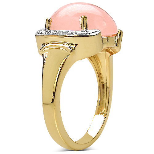 14K Yellow Gold Plated 7.70 Carat Genuine Morganite & White Topaz .925 Sterling Silver Ring