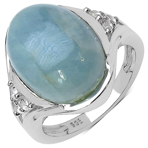 Rings-11.95 Carat Genuine Aquamarine .925 Sterling Silver Ring