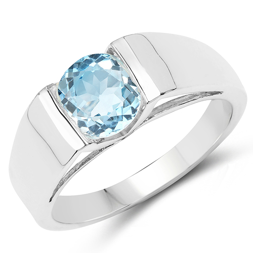 Rings-1.48 Carat Genuine Blue Topaz .925 Sterling Silver Ring