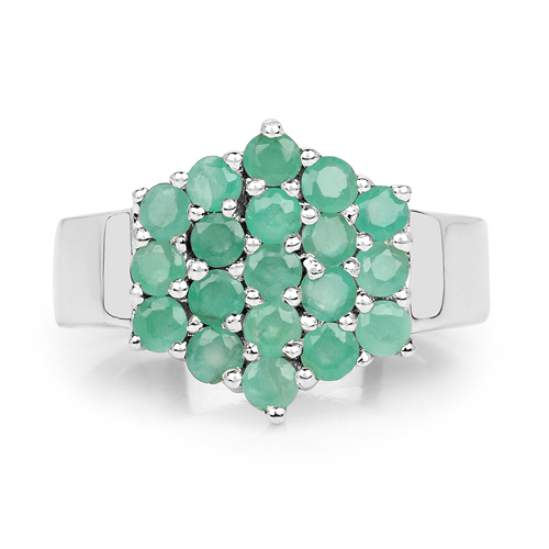 1.05 Carat Genuine Emerald .925 Sterling Silver Ring