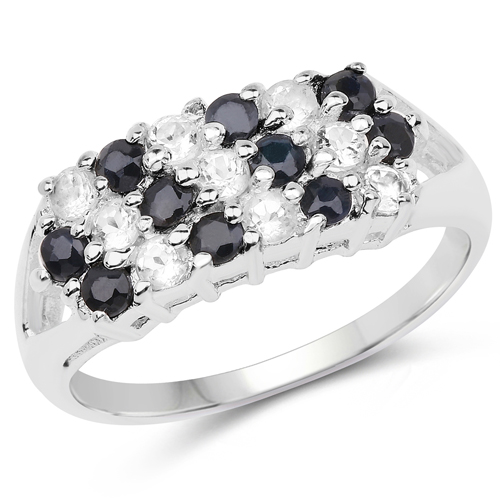 Sapphire-1.90 Carat Genuine Black Sapphire .925 Sterling Silver Ring