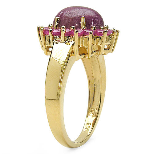 14K Yellow Gold Plated 5.07 Carat Genuine Ruby .925 Sterling Silver Ring