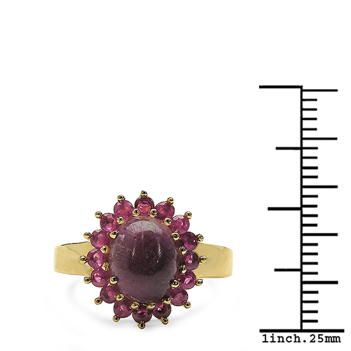 14K Yellow Gold Plated 5.07 Carat Genuine Ruby .925 Sterling Silver Ring