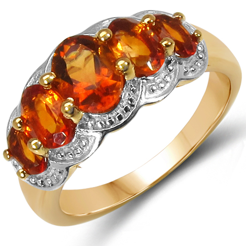 Citrine-14K Yellow Gold Plated 2.20 Carat Genuine Citrine .925 Sterling Silver Ring