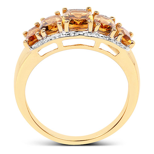 14K Yellow Gold Plated 2.50 Carat Genuine Citrine .925 Sterling Silver Ring
