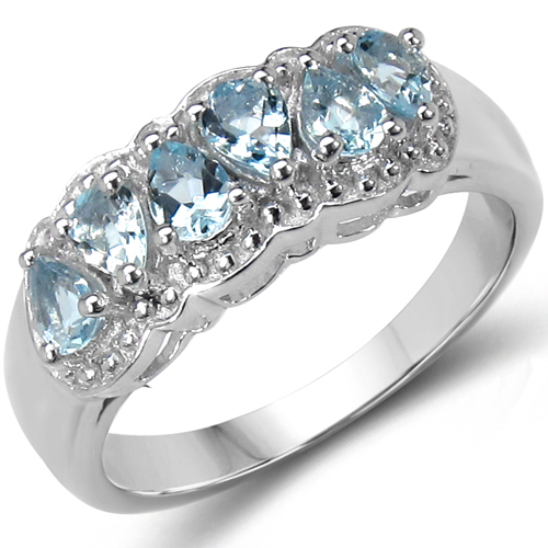 Rings-1.20 Carat Genuine Blue Topaz .925 Sterling Silver Ring