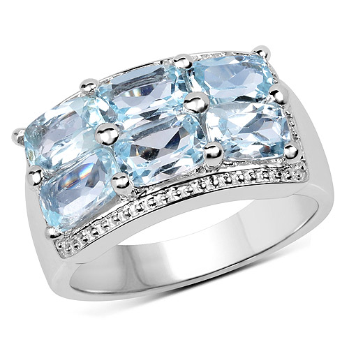 Rings-3.60 Carat Genuine Blue Topaz .925 Sterling Silver Ring