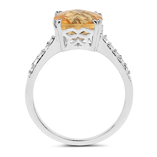 2.82 Carat Genuine Citrine and White Topaz .925 Sterling Silver Ring