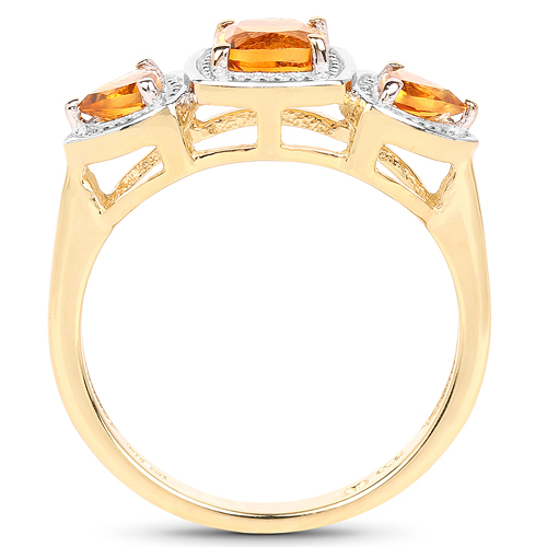 14K Yellow Gold Plated 1.05 Carat Genuine Citrine .925 Sterling Silver Ring