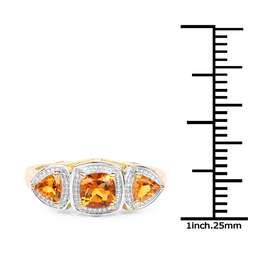 14K Yellow Gold Plated 1.05 Carat Genuine Citrine .925 Sterling Silver Ring