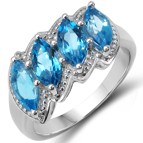 Rings-2.46 Carat Genuine Blue Topaz .925 Sterling Silver Ring
