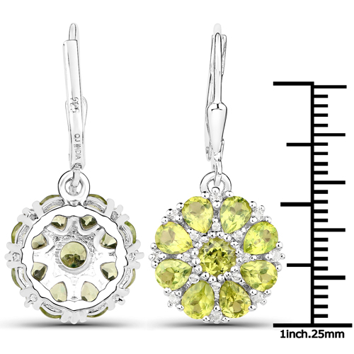 9.92 Carat Genuine Peridot and White Topaz .925 Sterling Silver 3 Piece Jewelry Set (Ring, Earrings, and Pendant w/ Chain)