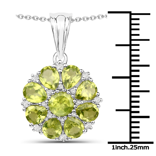 9.92 Carat Genuine Peridot and White Topaz .925 Sterling Silver 3 Piece Jewelry Set (Ring, Earrings, and Pendant w/ Chain)