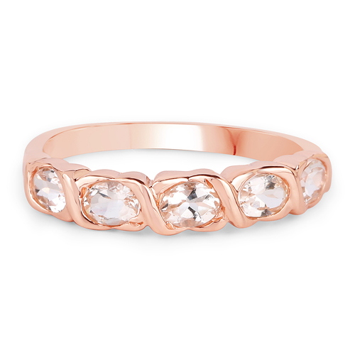 14K Rose Gold Plated 0.75 Carat Genuine Morganite .925 Sterling Silver Ring