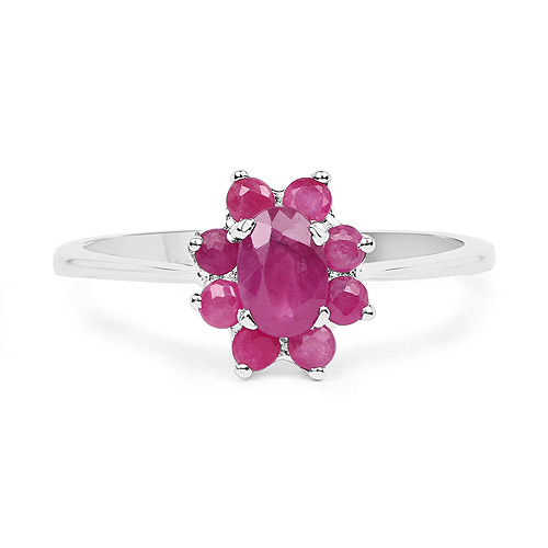 0.88 Carat Genuine Ruby .925 Sterling Silver Ring