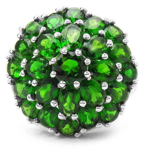 5.34 Carat Genuine Chrome Diopside .925 Sterling Silver Ring
