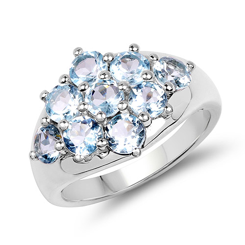 Rings-2.88 Carat Genuine Blue Topaz .925 Sterling Silver Ring